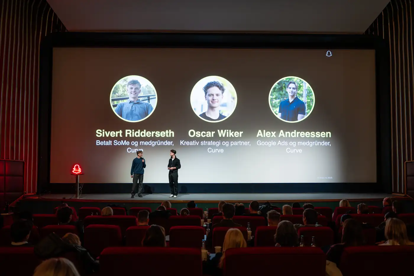 Curve founders presenting on stage